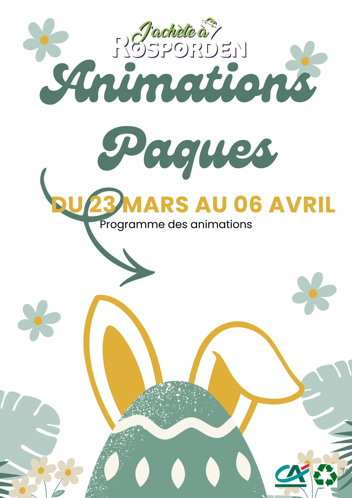 Affiche - Animations de Pâques à Rosporden du 23 mars au 6 avril
